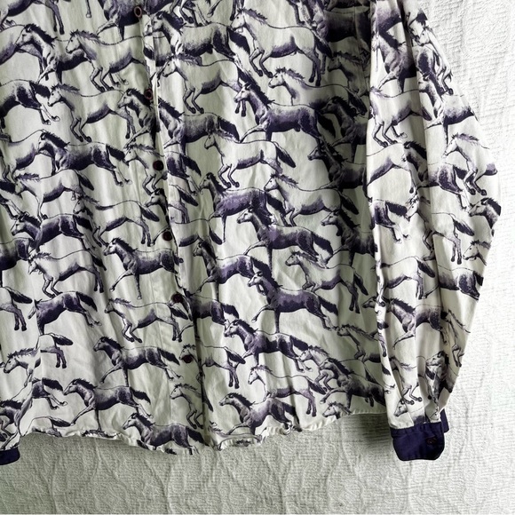 Vintage Adobe Rose 1995 Shirt Womens Large Western Horses Allover Print Purple - Picture 3 of 16